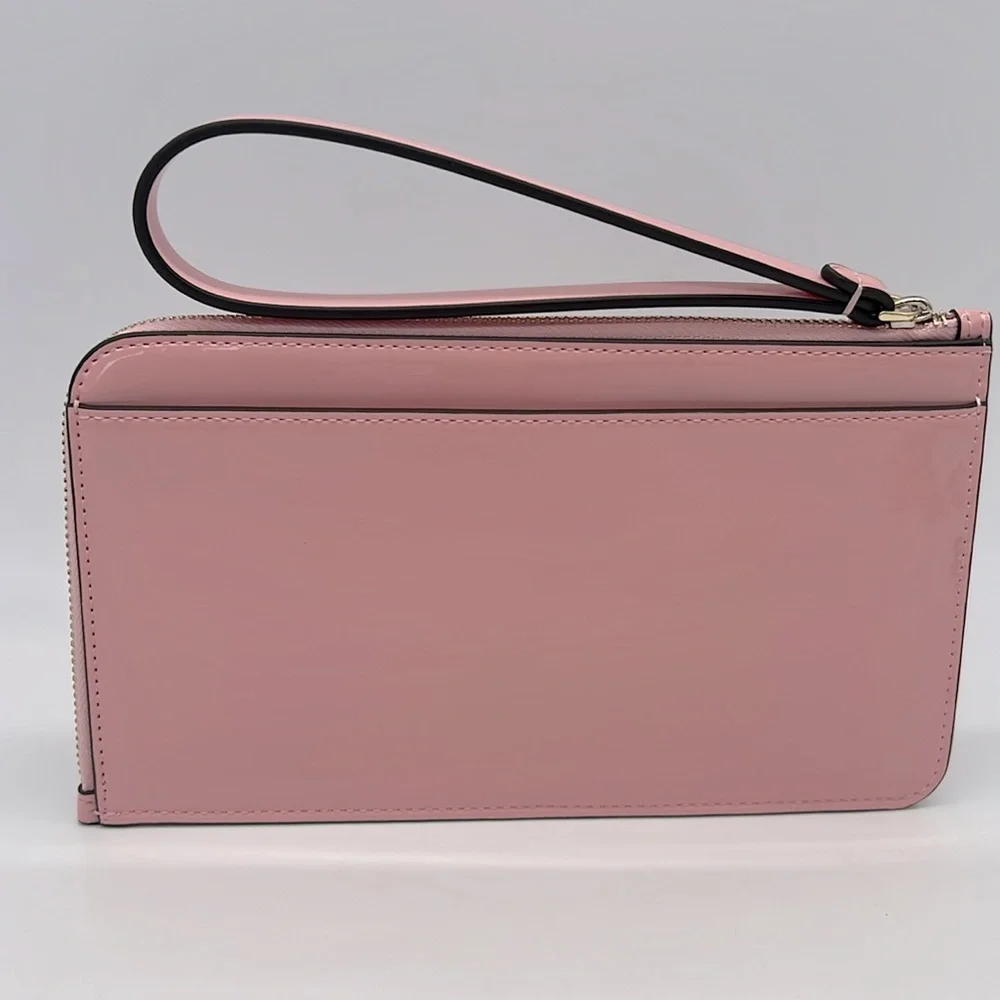 Kate Spade Lucy Patent Leather Medium L-zip Wristlet Tea Rose